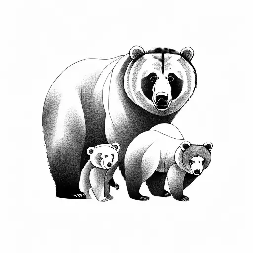 bear and cub tattoo design idea