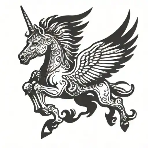 pegasus horse with wings tattoo design idea