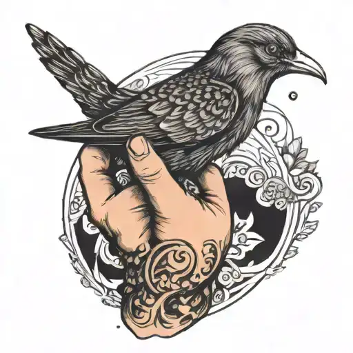 iwa bird in a line on hand with a noahs ark sleeve  tattoo design idea