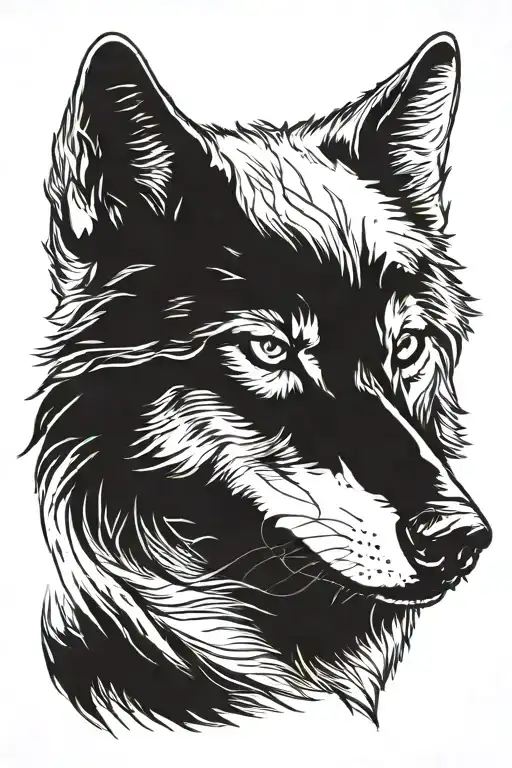 alpha wolf with scars tattoo design idea