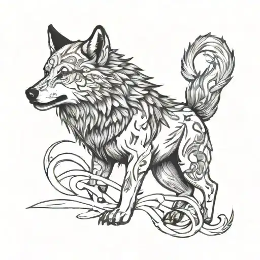 alpha wolf with scars tattoo design idea