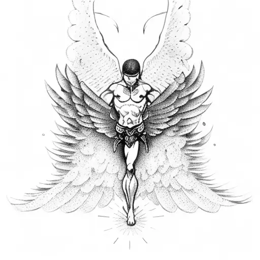 falling Icarus with wings atlas got holding atlas stone  tattoo design idea