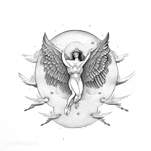 falling Icarus with wings tattoo design idea