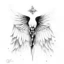 falling Icarus with wings tattoo design idea