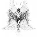 falling Icarus with wings atlas got holding atlas stone  tattoo design idea