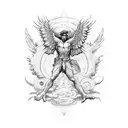 falling Icarus with wings atlas got holding atlas stone  tattoo design idea