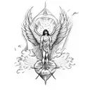falling Icarus with wings atlas got holding atlas stone  tattoo design idea