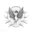 falling Icarus with wings tattoo design idea