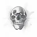 skull, long squared off beard, hipster haircut with hard part, sunglasses tattoo design idea