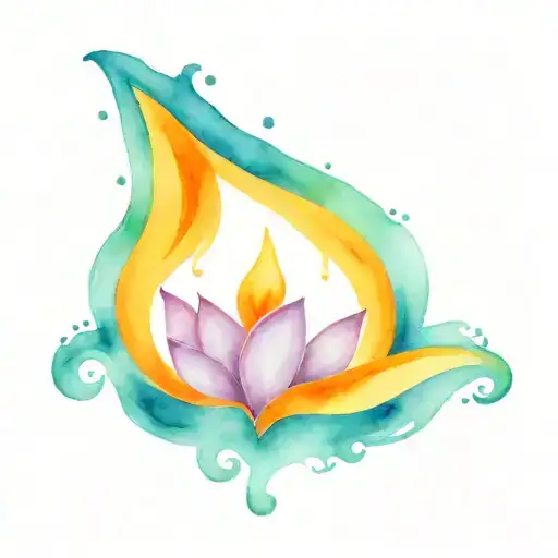 Diya and flame tattoo design idea