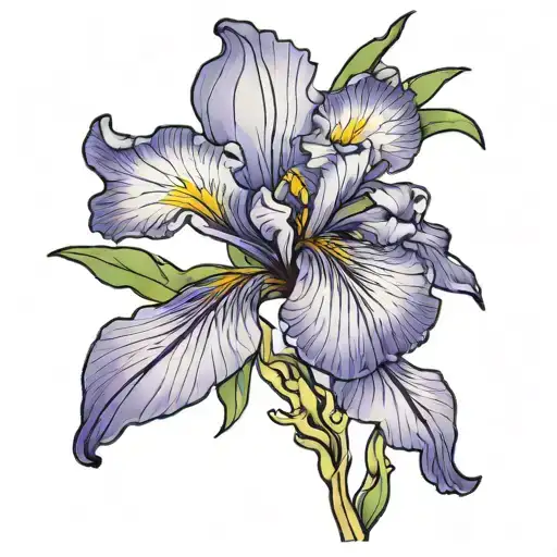 purple iris flower blooming tattoo design idea