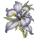 purple iris flower blooming tattoo design idea