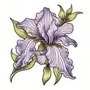 purple iris flower blooming tattoo design idea