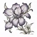 purple iris flower blooming tattoo design idea