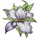 purple iris flower blooming tattoo design idea