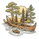 canoe and trees tattoo design idea