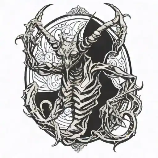 satanic  mantis with horns  tattoo design idea