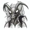 evil mantis with horns  tattoo design idea