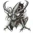evil mantis with horns  tattoo design idea
