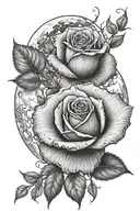 the moon and a rose tattoo design idea