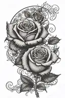 the moon and a rose tattoo design idea