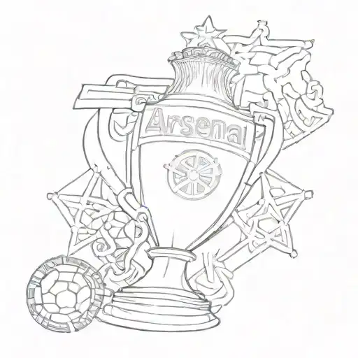 A detailed tattoo of the Arsenal F.C. winning the champions league tattoo design idea