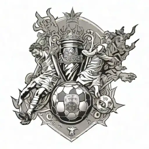 A detailed tattoo of the Arsenal F.C. winning the champions league tattoo design idea