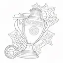 A detailed tattoo of the Arsenal F.C. winning the champions league tattoo design idea