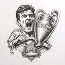A detailed tattoo of the Arsenal F.C. winning the champions league tattoo design idea