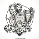 A detailed tattoo of the Arsenal F.C. winning the champions league tattoo design idea