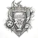 A detailed tattoo of the Arsenal F.C. winning the champions league tattoo design idea