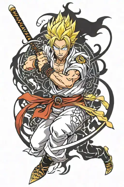 rengoku demon slayer fighting tattoo design idea