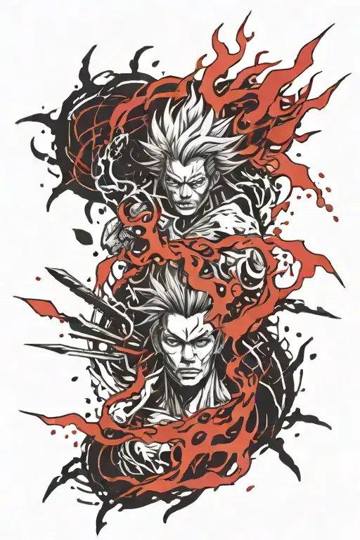 rengoku flames style tattoo. tattoo design idea