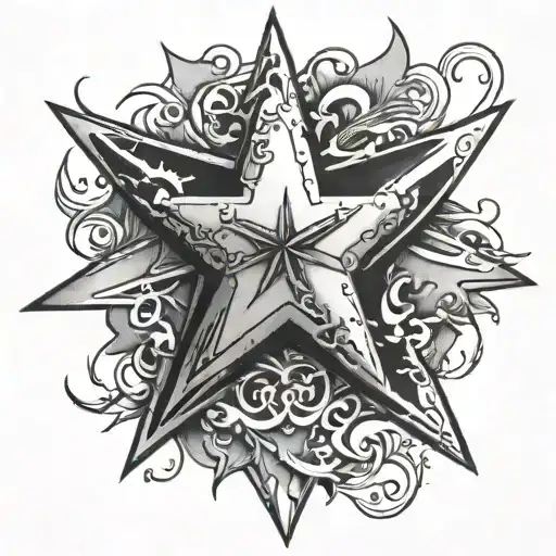 555 with a star  tattoo design idea