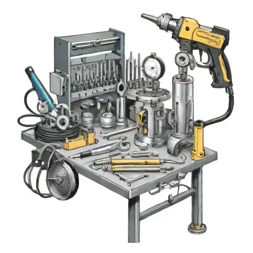 tools used in metals technology and machining. welding, precision measuring tools,  oxygen and acetylene torches tattoo design idea
