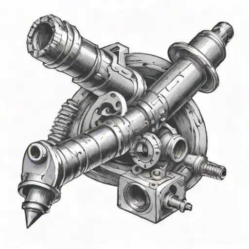tools used in metals technology and machining, oxygen and acetylene torches. more focuses on the tools. realistic  tattoo design idea