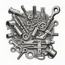 tools used in metals technology and machining, oxygen and acetylene torches. more focuses on the tools and not tool benc tattoo design idea