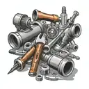 tools used in metals technology and machining, oxygen and acetylene torches. more focuses on the tools and not tool benc tattoo design idea