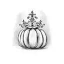 pumpkin with a princess crown tattoo design idea