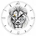 Clock with lion tattoo design idea