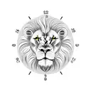 Clock with lion tattoo design idea