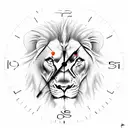 Clock with lion tattoo design idea