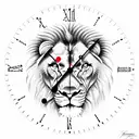 Clock with lion tattoo design idea