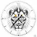 Clock with lion tattoo design idea