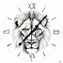 Clock with lion tattoo design idea