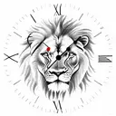 Clock with lion tattoo design idea