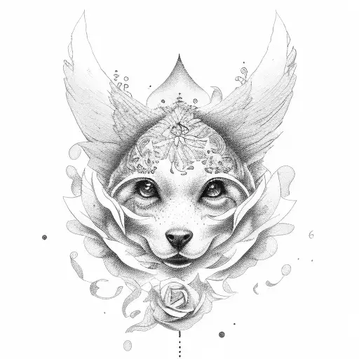 4 colombes avec des nuages et des roses tattoo design idea