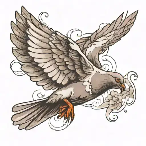 pigeon flying tattoo design idea