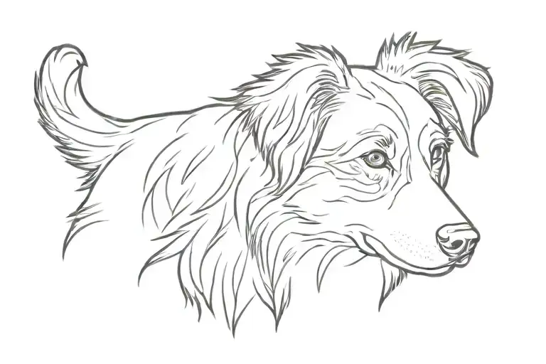 australian shepherd dog outline tattoo design idea