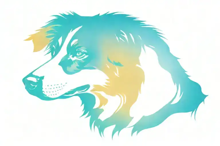 australian shepherd silhouette formed tattoo design idea